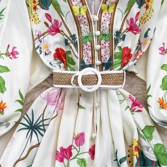 Floral Maxi Dress with Belt - Picture 2 of 11